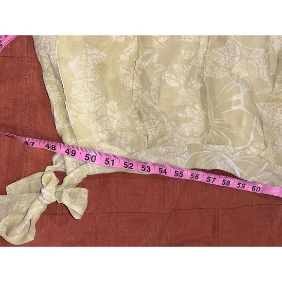 Tommy Bahama Vinatge Y2K  Yellow 100% Silk Floral Wrap Midi Skirt Women's Size 1 - Picture 6 of 10